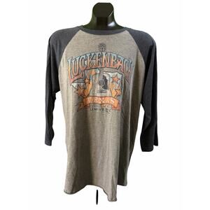 Luckenbach Texas Raglan Graphic Shirt 3/4 Sleeve Gray Country Tee Size L
